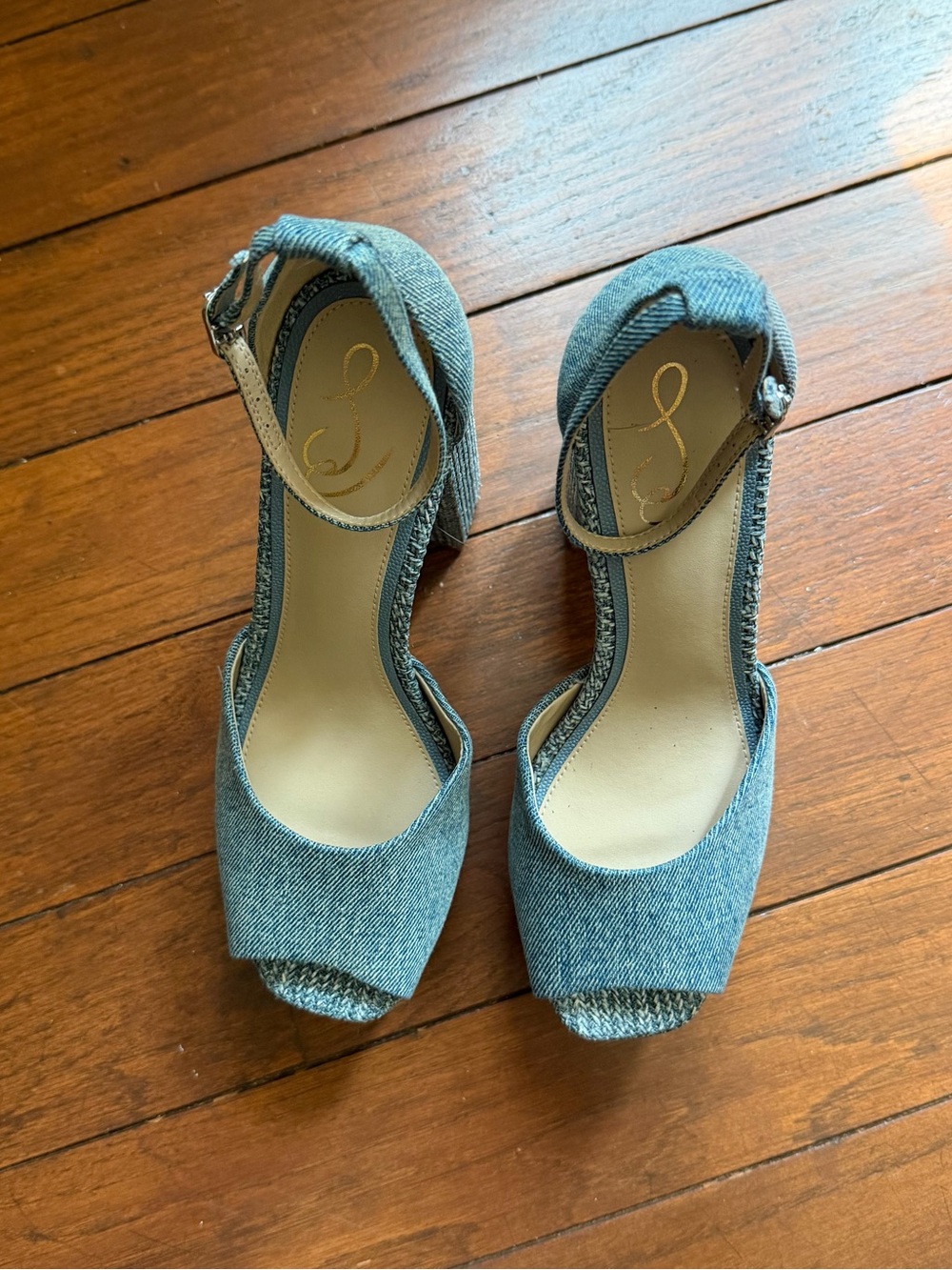 Sam Edelman Chunky Platform Ankle-Strap Sandals in Denim Blue Kori - Picture 6 of 7
